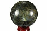 Flashy, Polished Labradorite Sphere - Great Color Play #99391-1